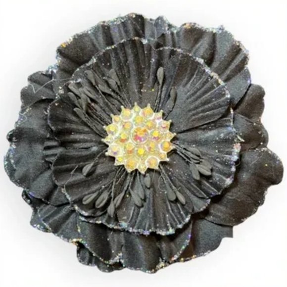 Tieks Flower Black Box Topper with Faux Rhinestones in Center TT-1 - Picture 2 of 3